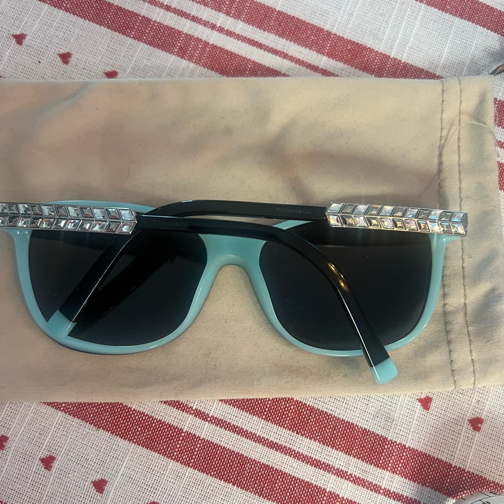Tiffany blue sunglasses with diamond emblems